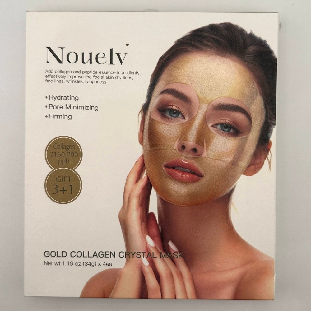 Nouelv Gold Collagen Crystal Mask 4 Pack Hydrating Firming Pore Minimizing SPF